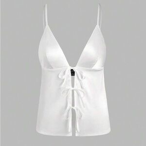 SHEIN White Tie-Front Tank Top